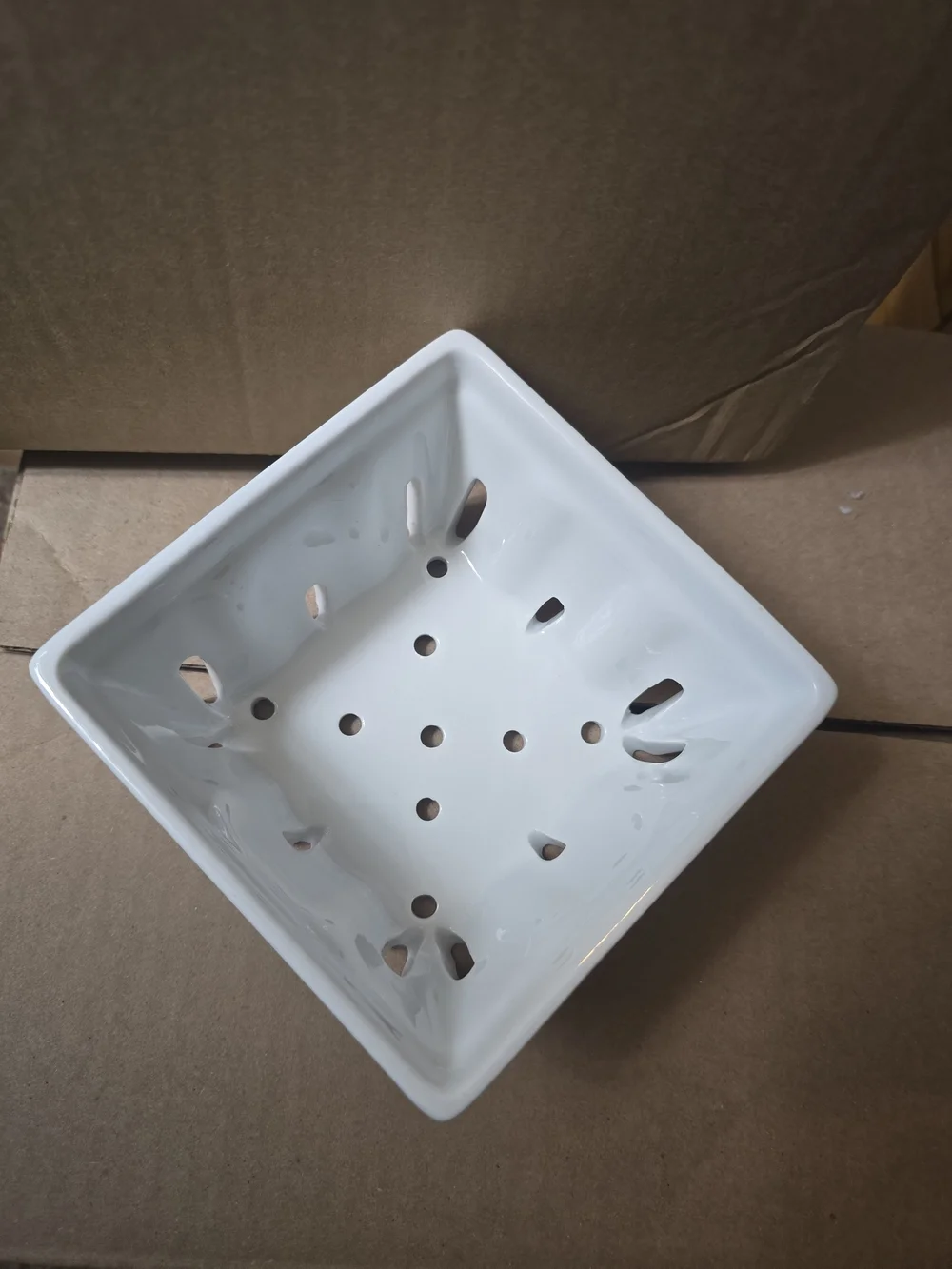 Crate&Barrel White Ceramic Square Berry Bowl
